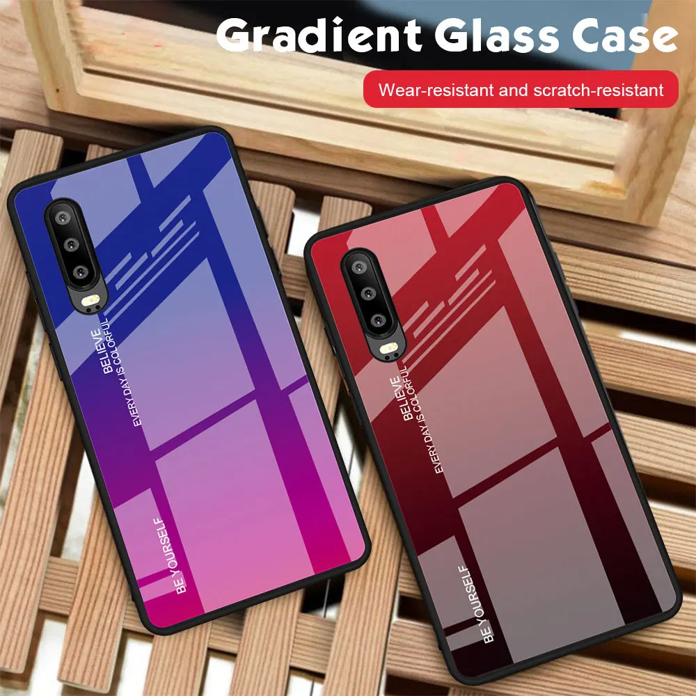 KISSCASE градиентный чехол из закаленного стекла для телефона Huawei Y9 2019 P Smart Plus Nova 3i 4