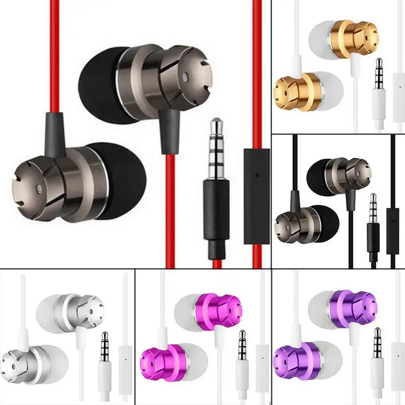 Новые металлические наушники вкладыши Сабвуферный кабель управление с