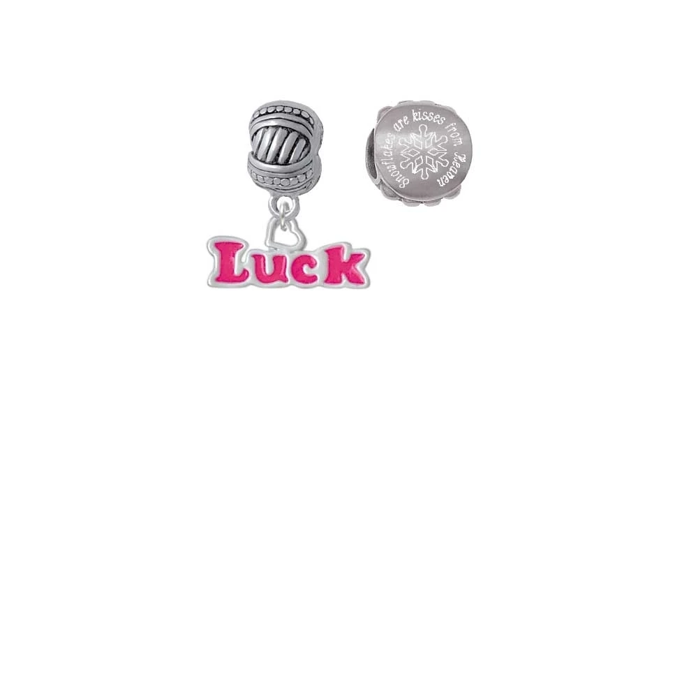 Ярко розовый ''Luck'' с сердечком снежинки Поцелуи неба Шарм бисер (набор из 2)|