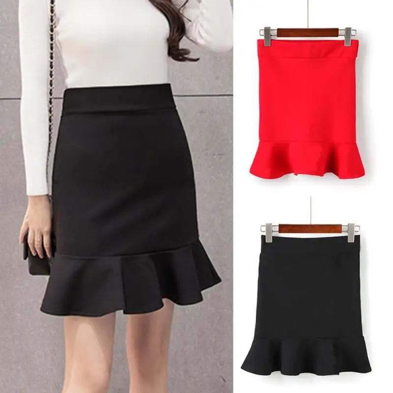 Женская юбка модная сексуальная мини посылка бедра гофрированная рыбий хвост