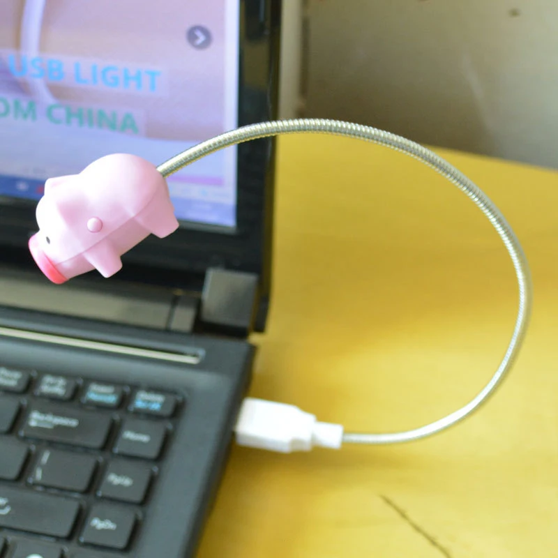 Милая розовая свинка маленький гибкий USB светодиодный светильник Powerbank PC notebook