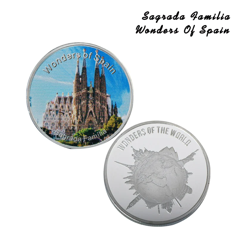 WR чудеса Испании Sagrada Familia памятный посеребренный металл монета Испания пейзаж