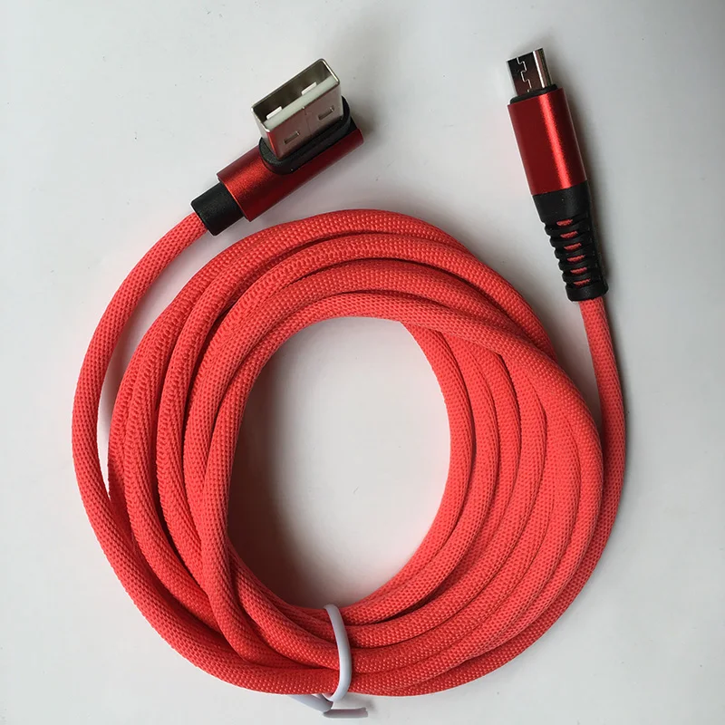 KKREFF 2 м 90 градусов цветной тканевый плетеный провод Micro USB кабель для samsung J4 J5 J6 J7