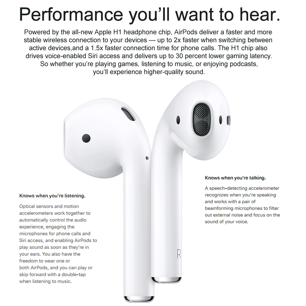 Оригинальные Apple AirPods 2nd с зарядным чехлом беспроводные Bluetooth наушники стерео
