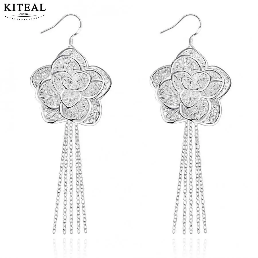 Серьги с серебряным покрытием 925 пробы модные серьги цветком|earrings clothing|earrings