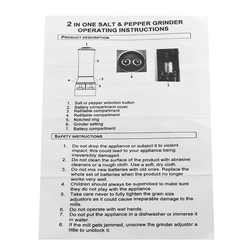 2 в 1 электрическая мельница из нержавеющей стали для перца солонка регулируемая