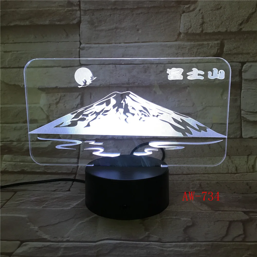Japan's Mount Fuji Shape 3D Lamp Sun Colorful LED Night Light Snow Mountain Desk Table USB Decorative AW-734 | Лампы и освещение