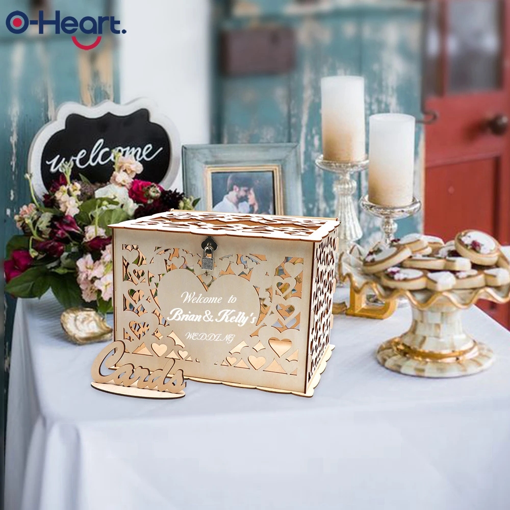 OHEART приглашение на свадьбу Сделай Сам коробка для карт с замком деревянная деревенская коробка для денег коробка для свадебного подарка Выпускной Вечеринка юбилей