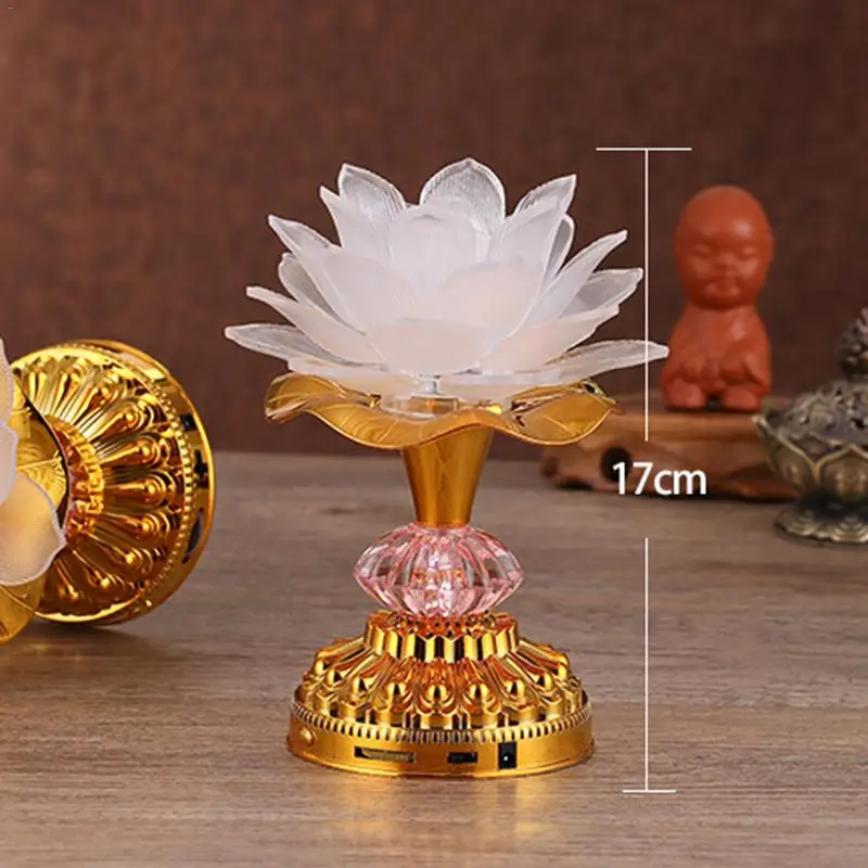 

Lotus Flower Lights Buddha Bright Lamp LED Colorful Light Lotus Lanterns Buddha Prayer Machine Goddess Buddhist Music US PLUG