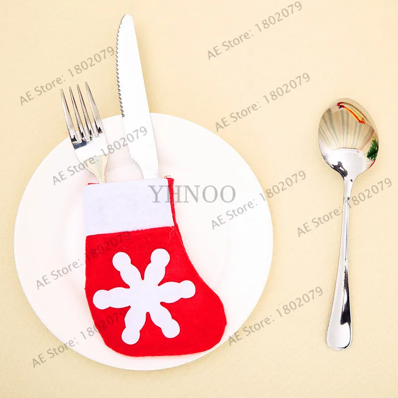 1pcs/bag Christmas gift bags socks cutlery sets snowflakes knives and forks supplies | Дом и сад
