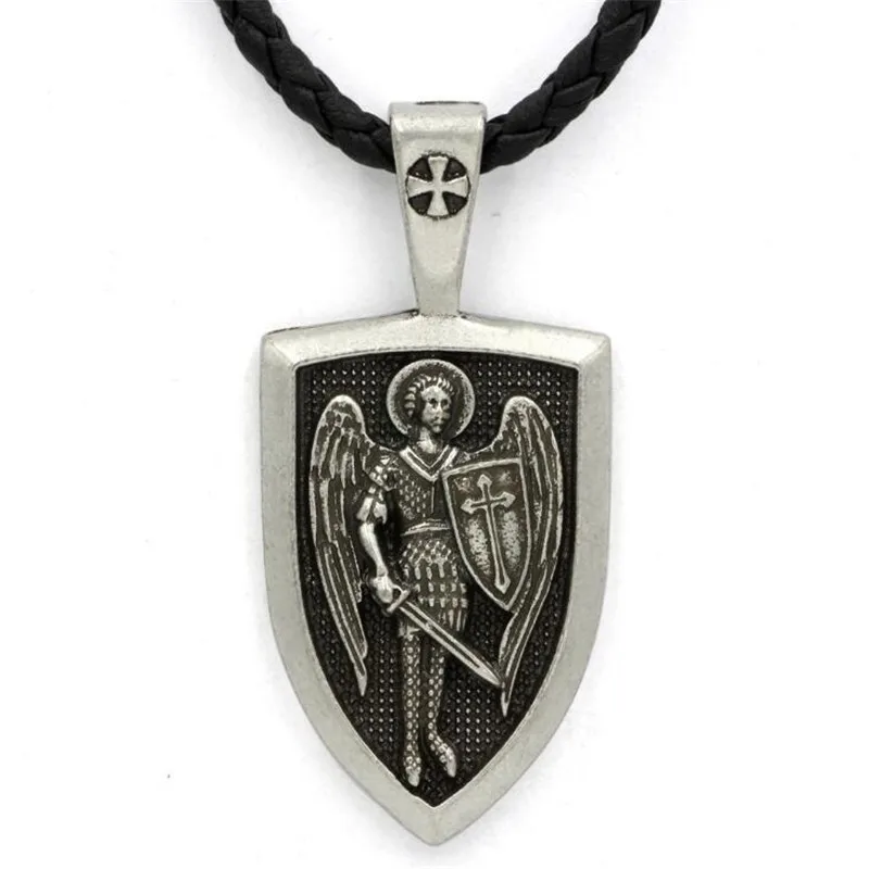 2019 Прямая поставка мужское ожерелье Archangel St. Michael Protect Me Saint Shield защита русский Orhodox