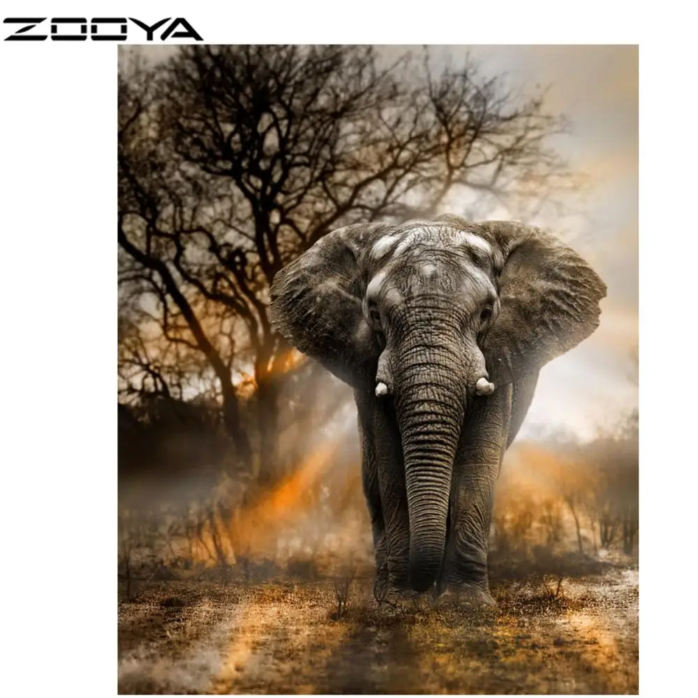 Алмазная картина ZOOYA квадратный рисунок слона стразы мозаика алмазная вышивка