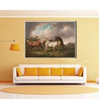 Акварельное небо облако лошадь прерии плакат холст печать картина настенное Искусство гостиная украшение дома