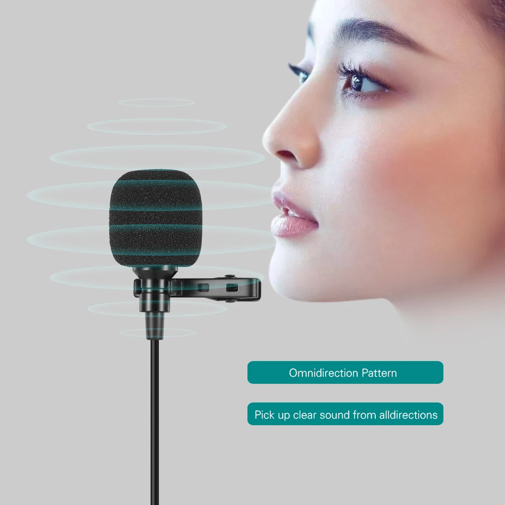 Mini Clip-on Lapel Lavalier Condenser Microphone with 3.5mm Headphone Output Jack for iPhone iPad Android Smartphone PC | Электроника