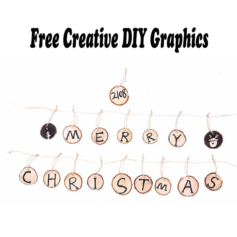 Шт. 10 шт. деревянные круглые ломтики + из натурального джута шпагат Diy Xmas дерево