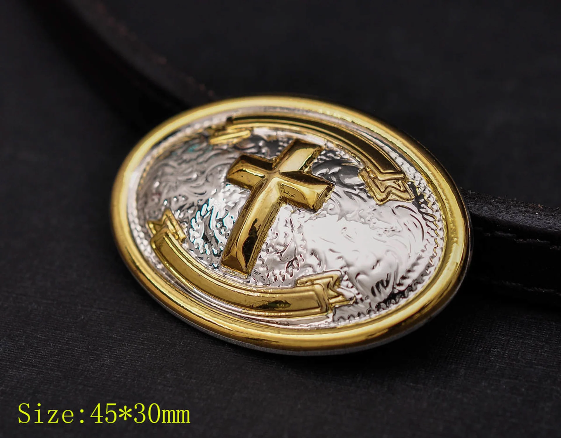 

6X 45*30mm Gold Western Cowboy Cross Leather Craft Bridle Saddles Oval Conchos