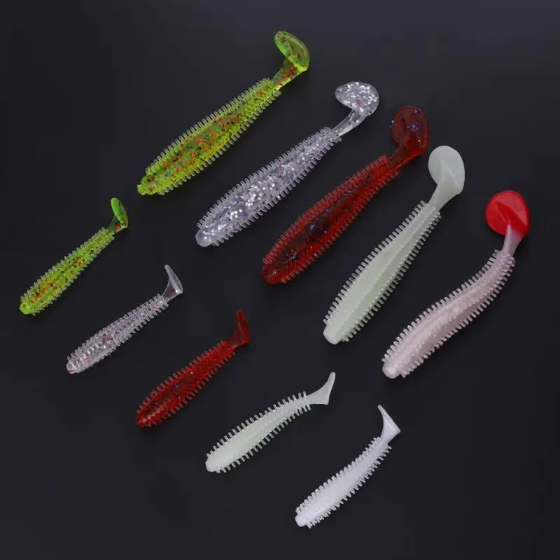 HURRISE 5 шт. мягкие светящиеся рыболовные приманки Т образный хвост Червячные