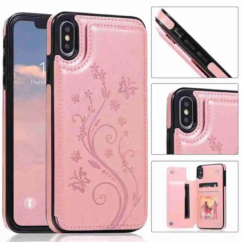 Роскошный кожаный чехол KISSCASE для iPhone 6 S 7 8 Plus 5 5S премиум класса слот карт книжка