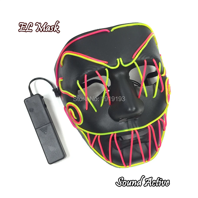 Rave костюм для вечеринки Sawtooth дизайн Led маска на Хеллоуин в виде черепа шок тема EL