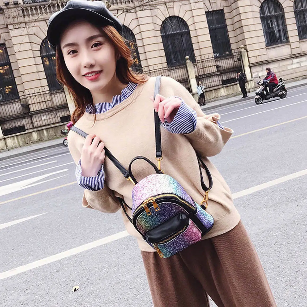 Женский сверкающий рюкзак для девочек сумка через плечо с откидной крышкой