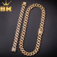 THE BLING KING 14mm Cuban Link Jewelry Set Iced Cubic Zirconia Necklaces &Bracelets For Men Women Gold Color Hiphop Jewelry
