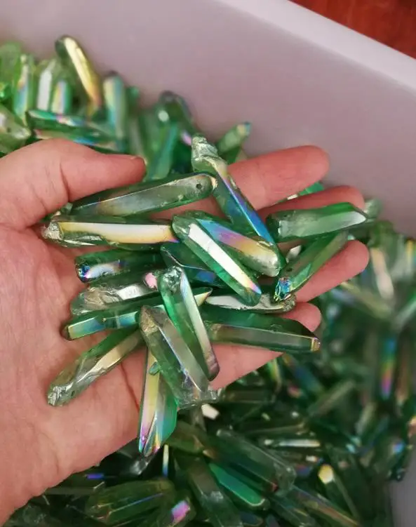 Red Crystal point Pink green yellow Aura Titanium Quartz Stunning Rainbow Specimen Minerals Reiki Healing Chakra | Дом и сад