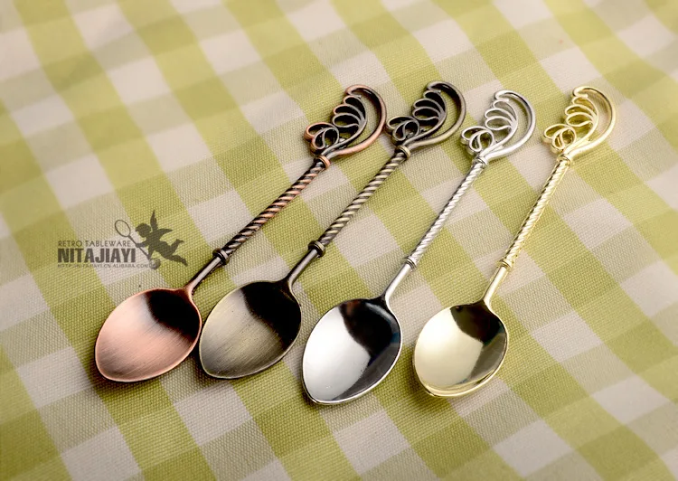 Золотая ложка с перьями крылья Ретро серия скептиков кофейная перемешивающая