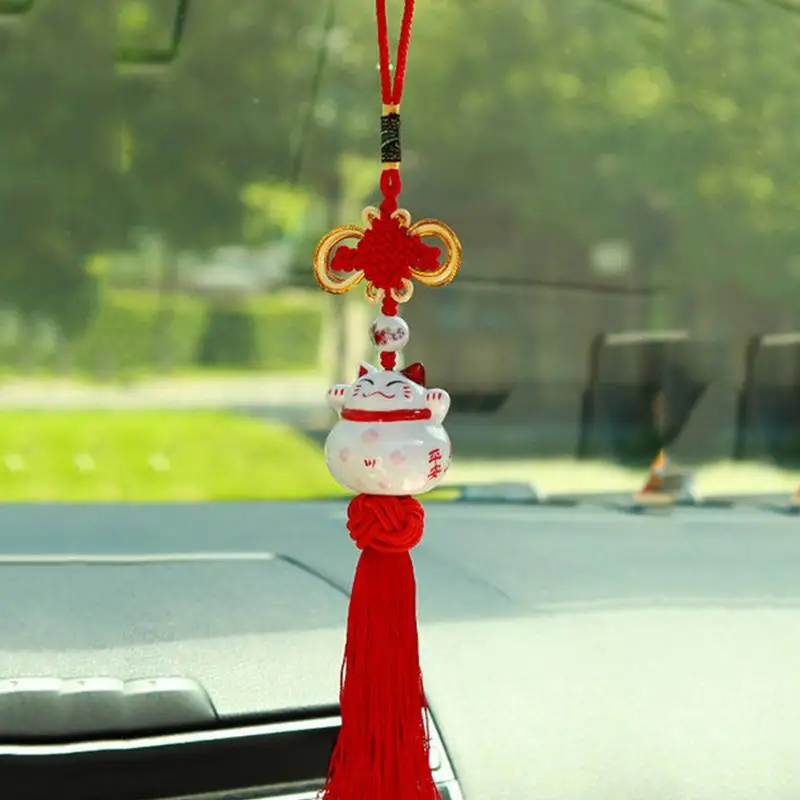 Car Pendant Cute Lucky Cat Safe Driving Blessing Hanging Ornament Auto Rearview Mirror Decoration | Автомобили и мотоциклы