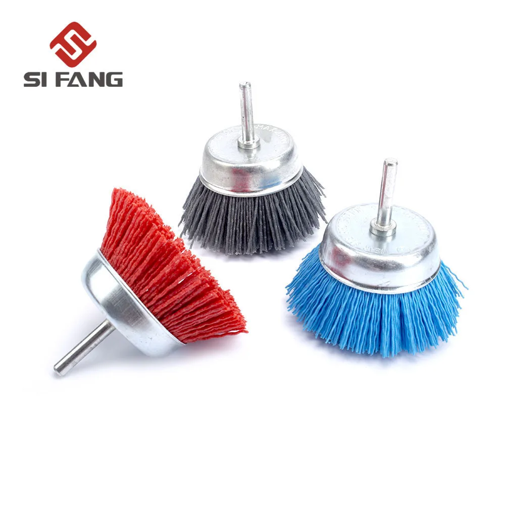

3Pcs Abrasive Wire Brush 75mm For Polishing Grinding 6mm Shank 80-240 Grit