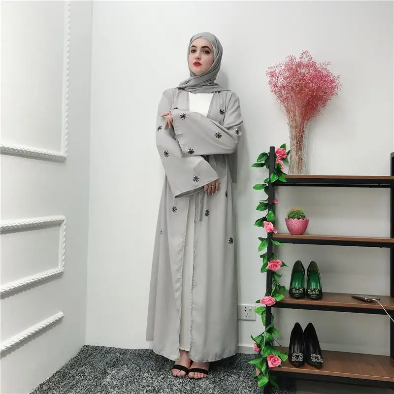 Мусульманский кардиган с вышивкой Абая длинное платье кимоно туника Jubah Katfan
