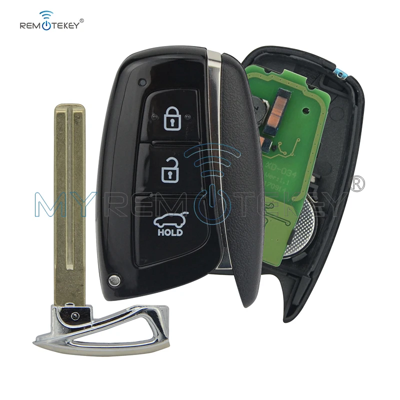 

Умный Автомобильный ключ Remtekey в новом стиле для Hyundai Santa Fe IX45 2013 2014 3 кнопки 433 МГц ID46 Электронный чип 7952 БЕСКЛЮЧЕВОЙ ключ доступа