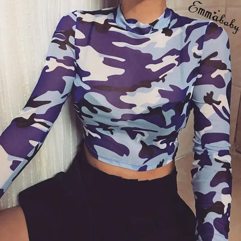 Новые модные женские камуфляжные с длинным рукавом повседневные свободные