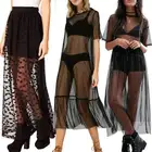 Женские летние пляжные юбки Meihuida, юбки из прозрачной сетки, женские юбки до щиколотки