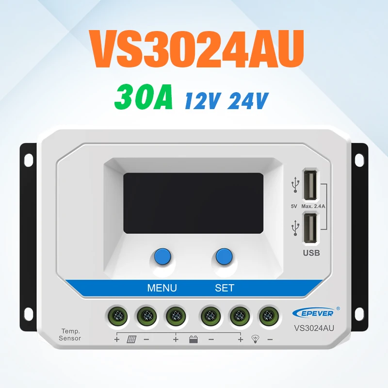 Солнечный Зарядное устройство контроллера EPever 30A 12V 24V Авто Подсветка ЖК-дисплей и