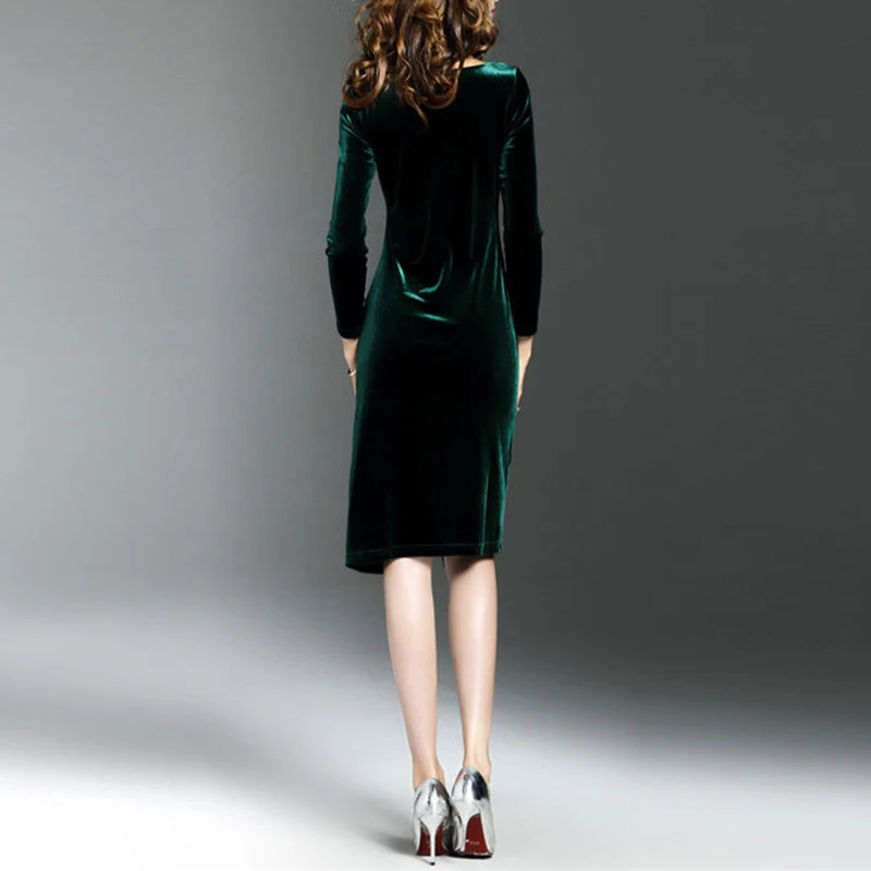 Женские вечерние платья бархатная Коктейльная вечеринка Bodycon с длинным рукавом