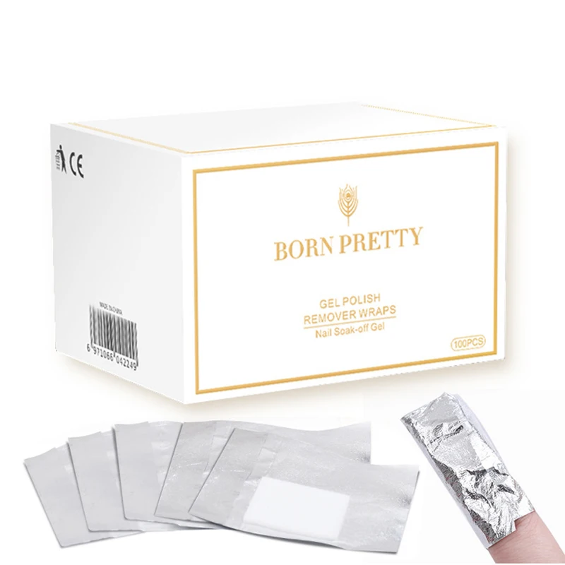100pcs Aluminum Tinfoil Nail Art Soak Off UV Gel Polish Remove Wraps Remover Beauty Makeup Tool with cotton pad | Красота и здоровье