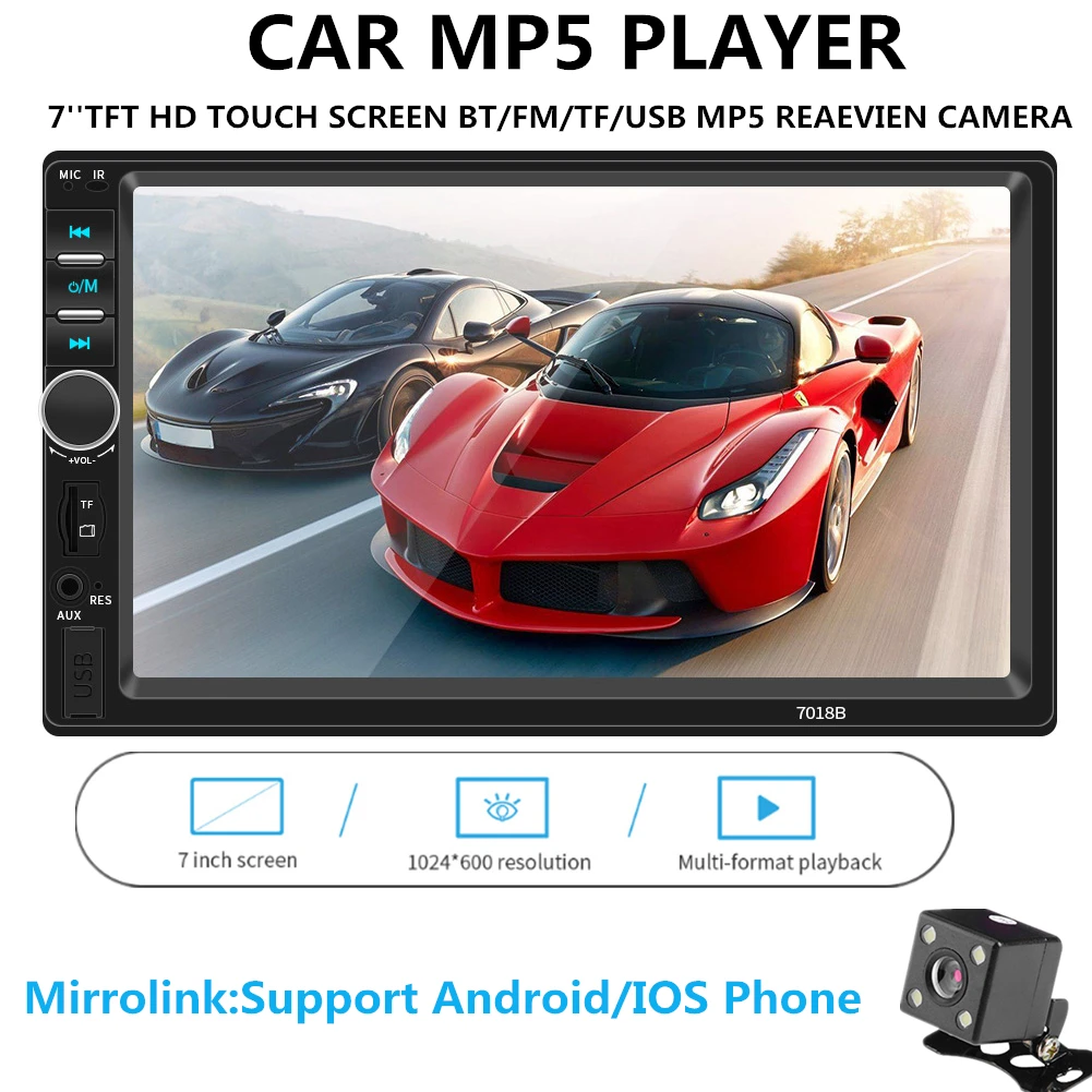 7018B 7 дюймов 2 DIN Авторадио Стерео сенсорный экран авто радио MP5 плеер Bluetooth TF USB FM