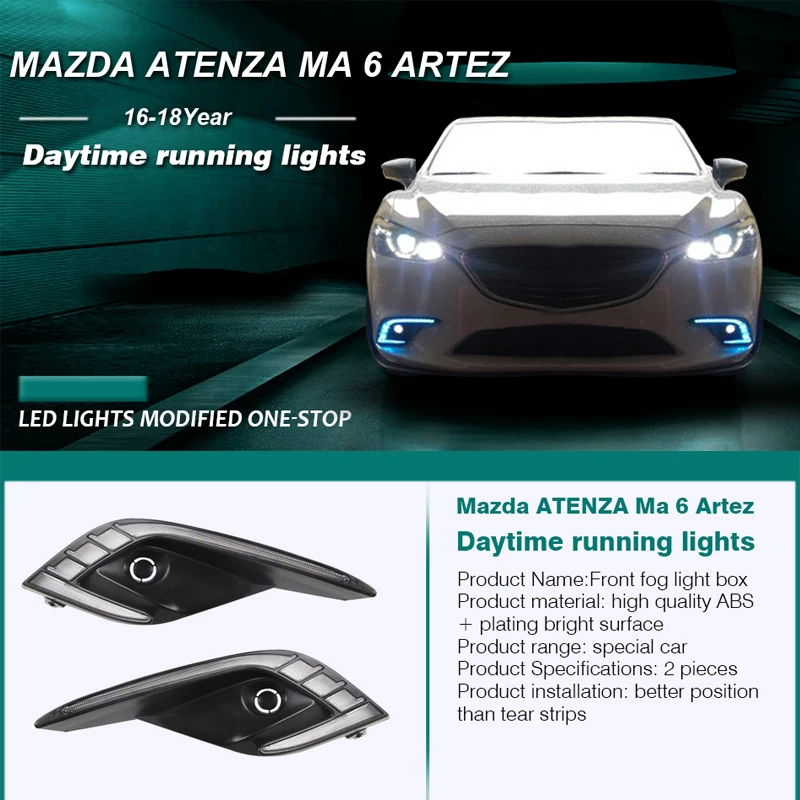 ROADOT 2 шт. Авто СИД DRL с желтыми сигналами поворота для Mazda 6 ATENZA 2016 2017 2018