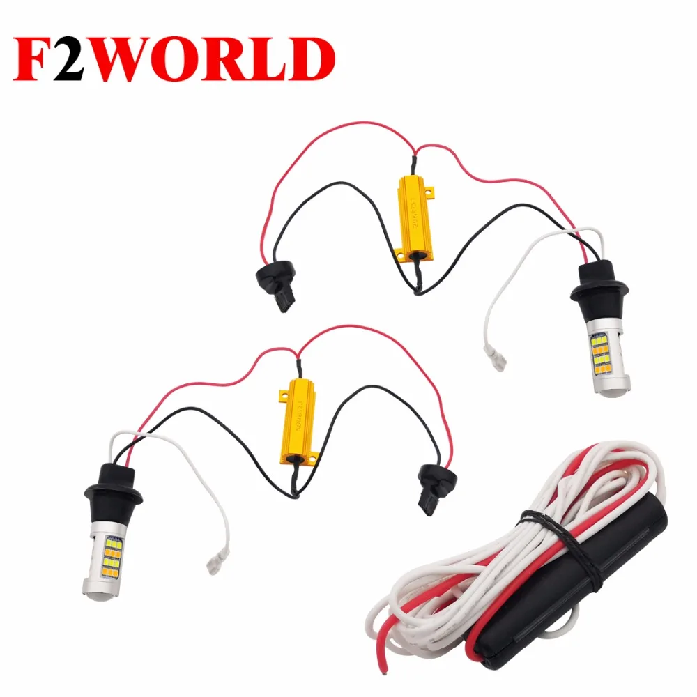 

2 pcs BA15S decoding two-color yellow and white LED turn signal 1156 turn signal 7440 daytime running light 2835 42SMD