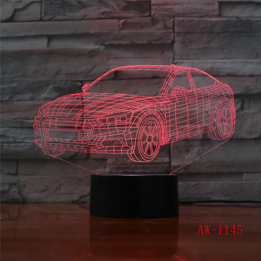 Супер автомобиль 3D ночник гоночный USB LED Настольная лампа иллюзия Лампа для детей