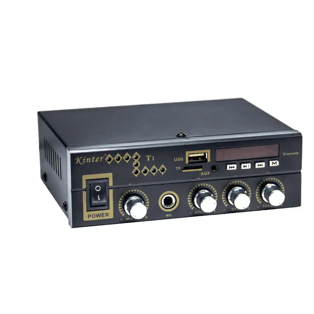 Топ для Bluetooth T1 2.0CH усилитель мощности аудио с микрофоном/USB/TF/FM/AUX Play стерео