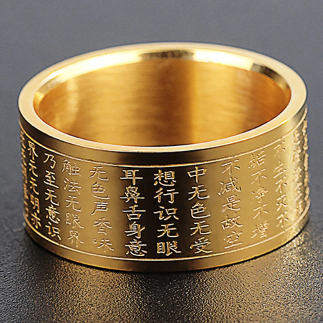 Men's Buddha Scriptures Finger Stainless Steel Amulet Faith Ring Buddhist Rimbuu Sutra Rings For Unisex Man Women Band Gifts