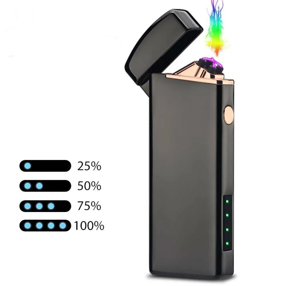 Двойная дуговая Электронная Зажигалка Usb металлическая перезаряжаемая