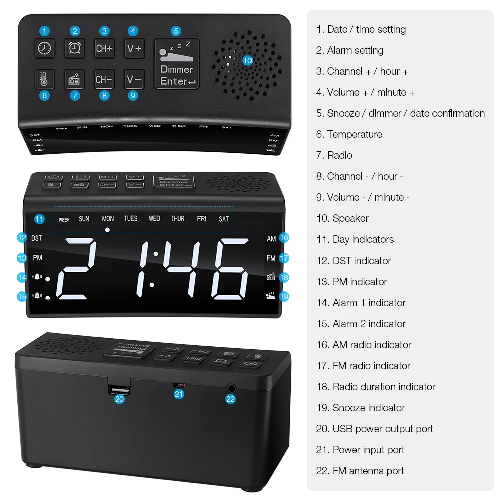 2019 цифровые радиочасы двойные сигналы Повтор температуры дневное время с