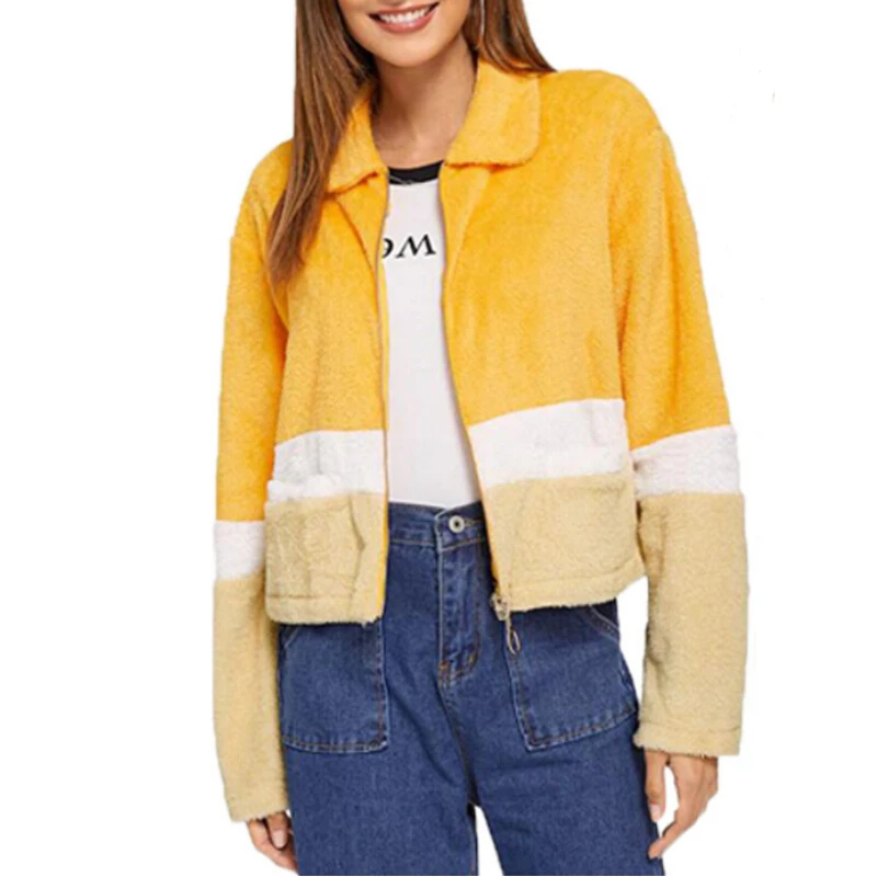 Осенне зимняя теплая куртка пальто для женщин с двойными карманами пушистый флис