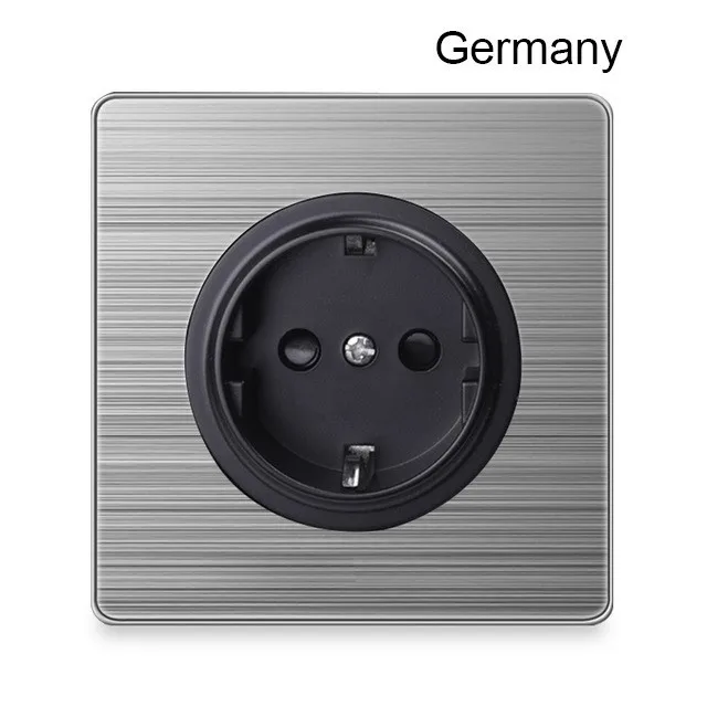 

86 type Germany Socket 1 2 3 Gang 1 2 Way home switch Press button with led brushed stainless steel switch France UK US socket