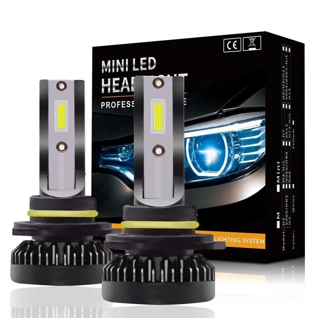 Новый мини 9005 HB3 2 шт./компл. Авто 4000LM мощный COB Plug and Play Светодиодные Автомобильные