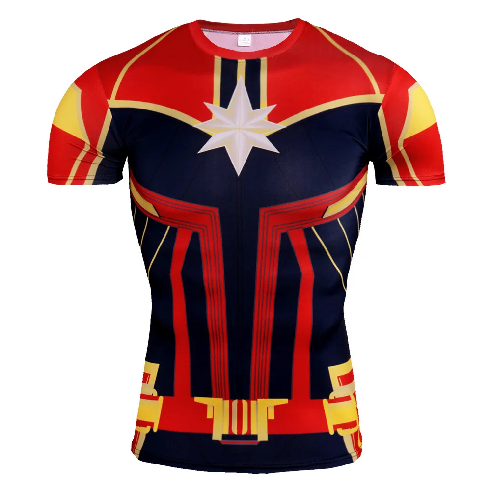 Мужская футболка с 3D принтом Carol Danvers movie Captain Marvel компрессионная одежда для