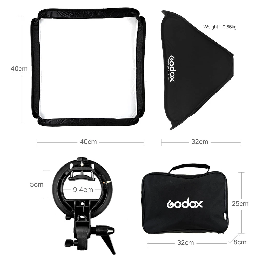 Godox 40x40 см 15x15 дюймов вспышка Speedlite софтбокс + S образный кронштейн комплект