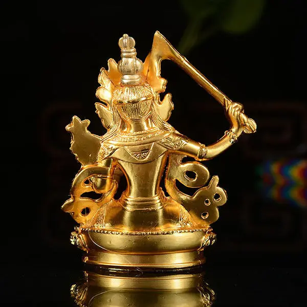 Тибет буддизм ручная работа старая Будда статуя сплав gilt Bodhisattva Manjusri | Дом и сад